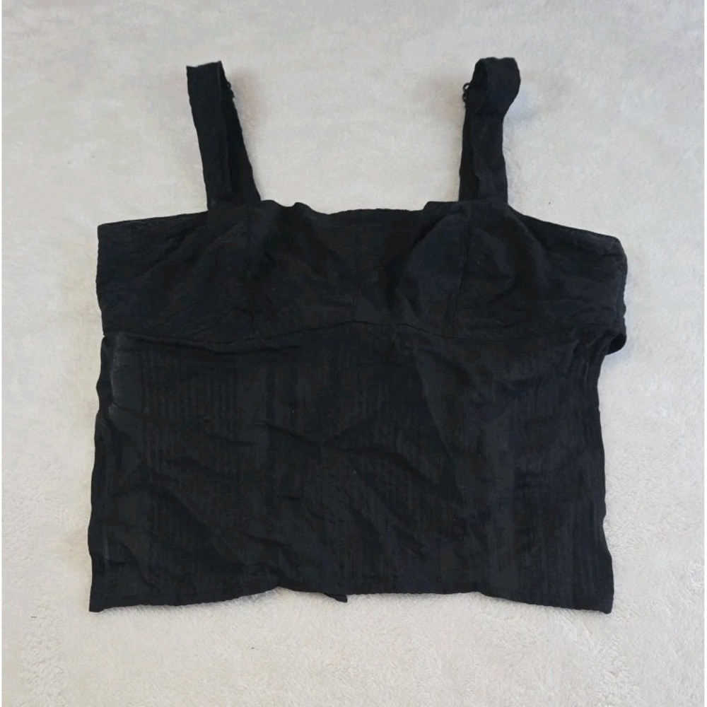 Ecote Crop  Top Halter Bra Size Medium Black Tie Back